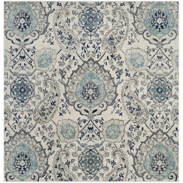 Safavieh Madison Power Loomed Square Rug Cream & Light Grey - 9 x 9 ft. MAD600C-9SQ - main